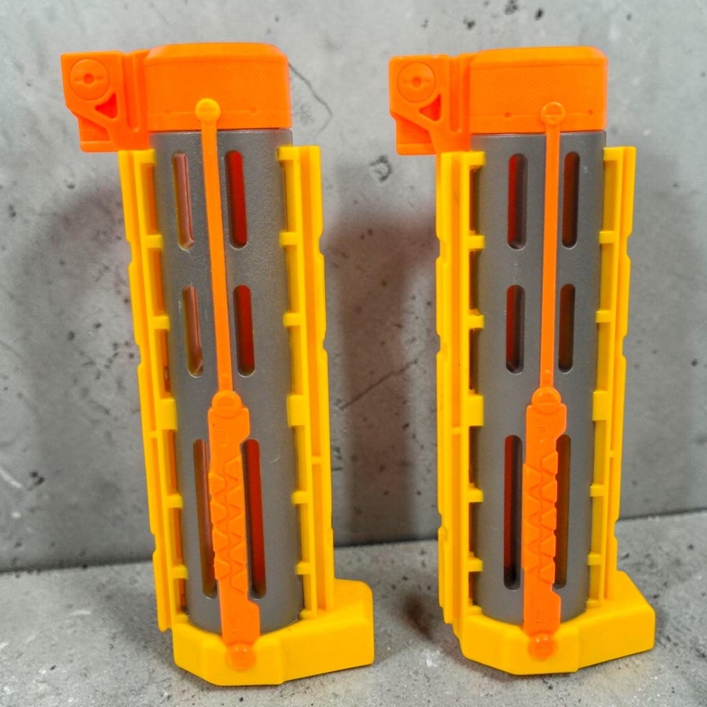 Nerf N-Strike Longshot CS-6 Barrel Extension Yellow Gray Pair Accessory Lot 2pc